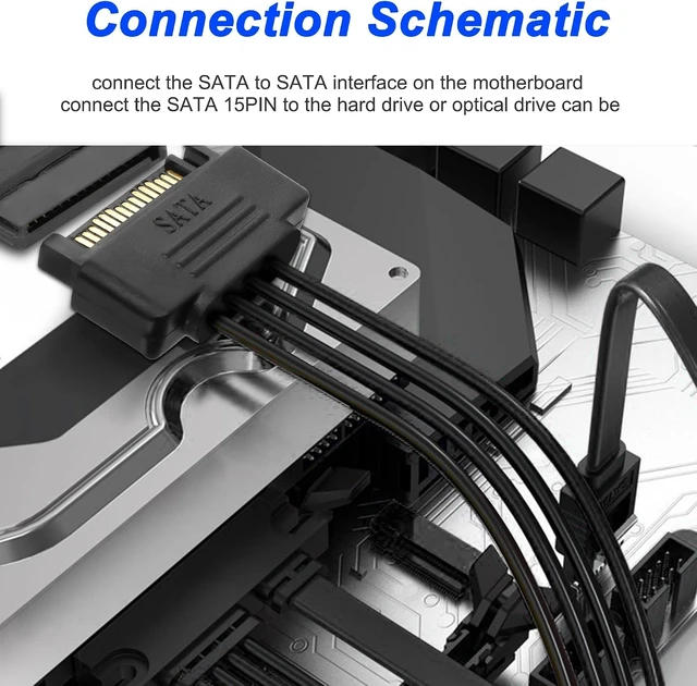 Alt view image 6 of 7 - XMSJSIY 15 Pin SATA to 5 x15 Pin SATA Power Supply Splitter Extension Cable