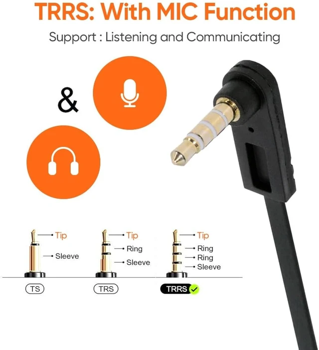 Alt view image 6 of 7 - cablecc AUX 3.5mm 4-Poles Audio Stereo Ultra Slim Flat Extension Speaker Cable Male to Female 90 Degree Right Angled 15cm