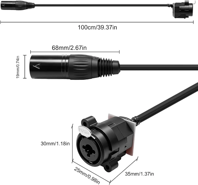 Alt view image 2 of 7 - XMSJSIY Combo XLR & 6.35 mm 1/4 inch Microphone Speaker Cable 1M/3.28FT