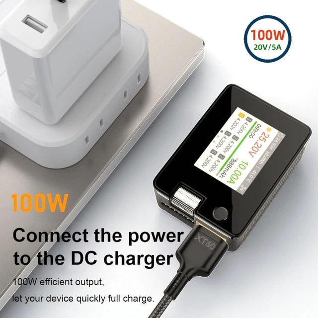 Alt view image 3 of 7 - chenyang XT60 Charging Cable,UCB C to XT60 PD 100W 20V 5A SC100 Fast Charger Braided Cable 0.5M for ToolkitRC