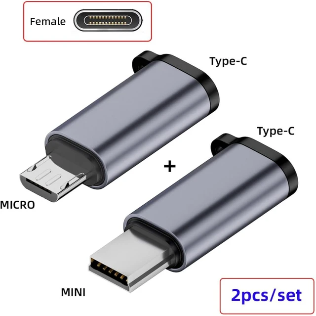 Alt view image 6 of 7 - chenyang 2 Pack USB 2.0 Micro USB/Mini USB Male to USB C Female 480Mbps Data Transfer 12W 5V 2.4A Charging Converter Adapter