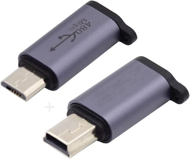 Alt view image 7 of 7 - chenyang 2 Pack USB 2.0 Micro USB/Mini USB Male to USB C Female 480Mbps Data Transfer 12W 5V 2.4A Charging Converter Adapter