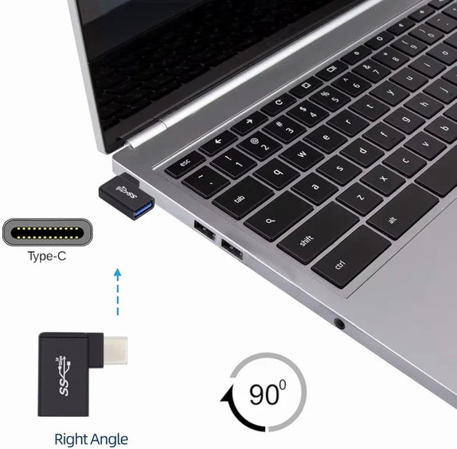 Alt view image 3 of 7 - chenyang USB to USB C Adapter, USB C Male to USB 3.0 Female 10Gbps High Speed Data Transfer OTG 90 Degree Right Angled Converter Adapter