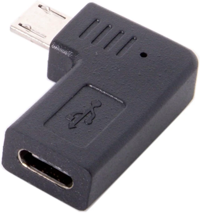 Main image of cablecc USB-C Type-C Female to Micro USB 2.0 5Pin Male Data Adapter 90 Degree Left & Right Angled Type (Left Angled)