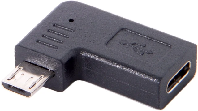 Alt view image 2 of 7 - cablecc USB-C Type-C Female to Micro USB 2.0 5Pin Male Data Adapter 90 Degree Left & Right Angled Type (Left Angled)