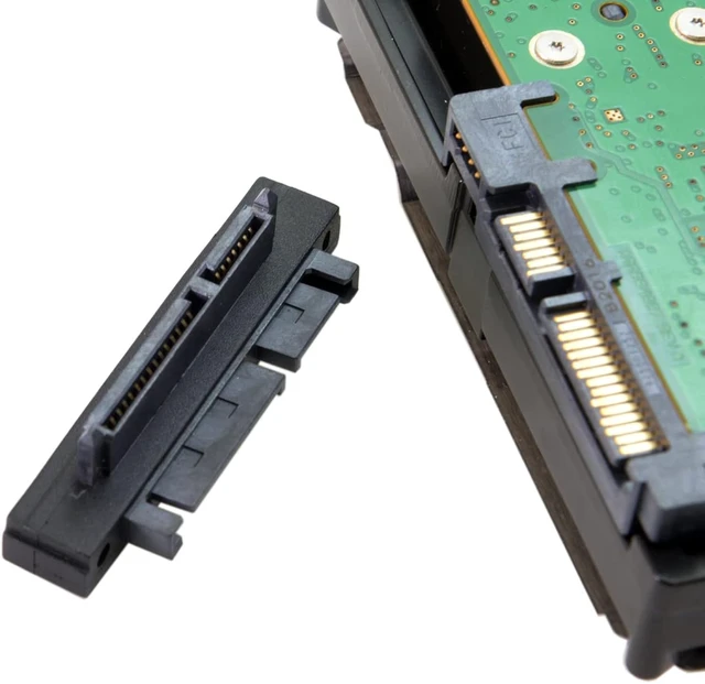 Alt view image 3 of 7 - cablecc Right Angled 90 Degree SATA 22Pin 7+15 Male to SATA 22P Female Extension Convertor Adapter