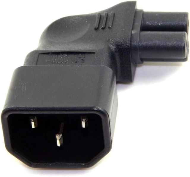 Alt view image 3 of 7 - chenyang IEC 320 C14 Socket to C5 Mickey Mouse Plug AC Power 90 Degree Right Angled Converter Adapter