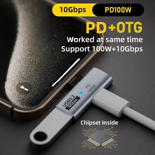 Alt view image 2 of 7 - cablecc USB-C Type-C to USB 3.0 Female OTG & 10Gbps 100W PD Power Adapter for Laptop Tablet Phone