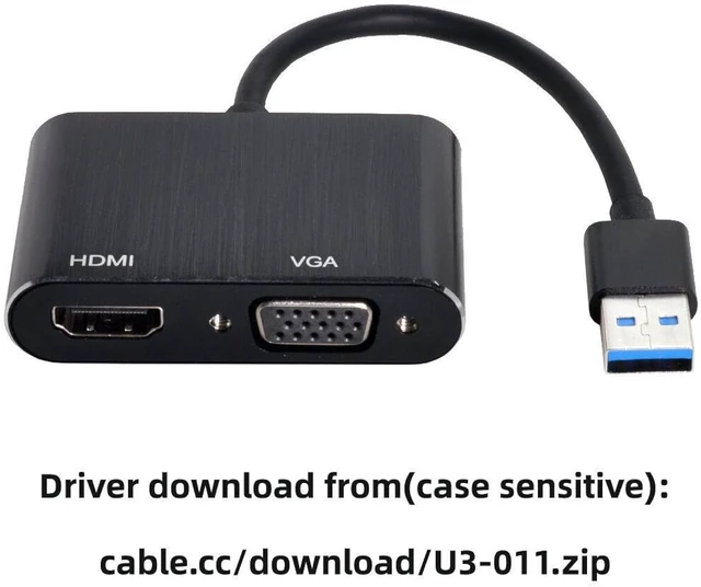 Alt view image 2 of 7 - Cablecc USB 3.0 2.0 to HDMI VGA HDTV Adapter Cable External Graphics Card for Windows Laptop
