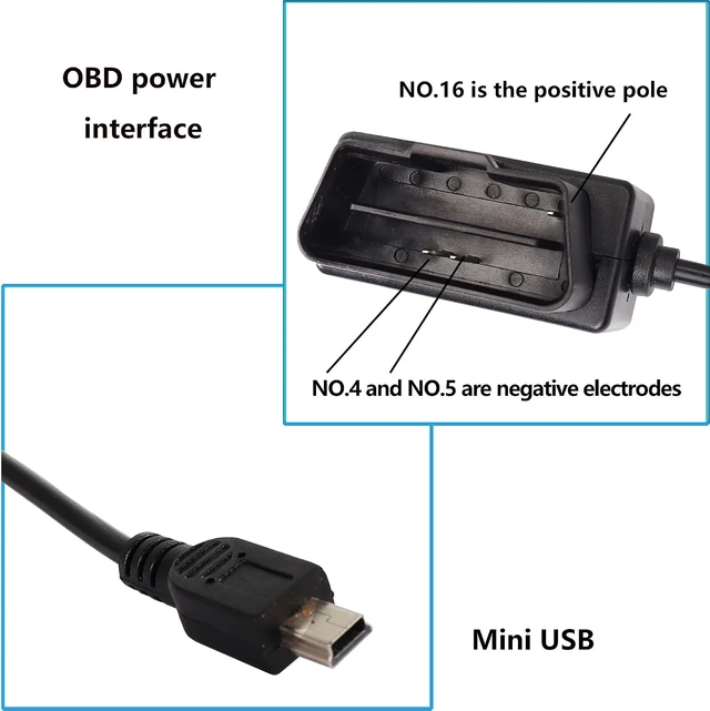 Alt view image 3 of 7 - XMSJSIY OBD Power Cable for Dash Cam,Mini USB OBD2 Power Adapter
