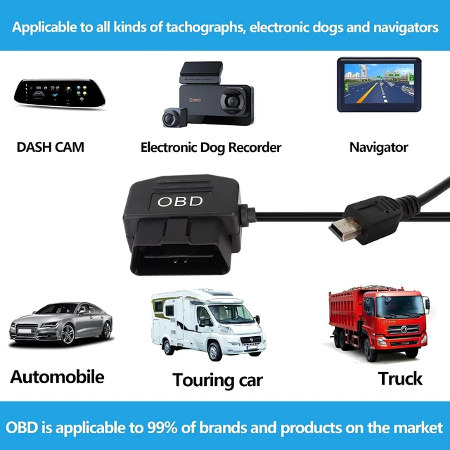 Alt view image 7 of 7 - XMSJSIY OBD Power Cable for Dash Cam,Mini USB OBD2 Power Adapter