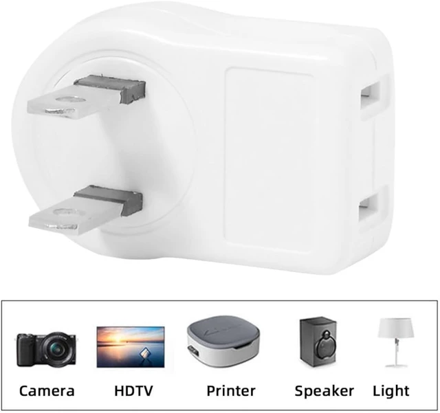 Alt view image 4 of 7 - chenyang NEMA Type A 1-15P USA Outlet Saver Extension Adapter 2-Prong 2 Outlets 90 Degree Up Down Angled