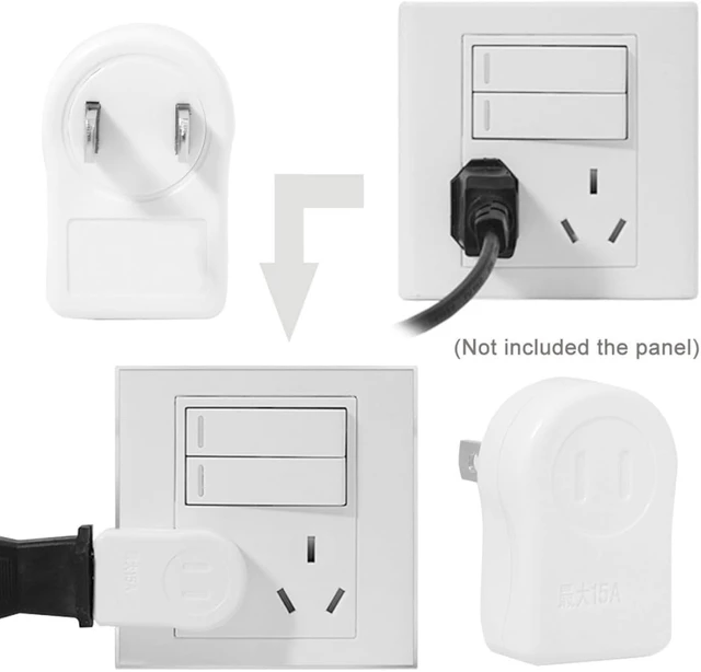 Alt view image 7 of 7 - chenyang NEMA Type A 1-15P USA Outlet Saver Extension Adapter 2-Prong 2 Outlets 90 Degree Up Down Angled