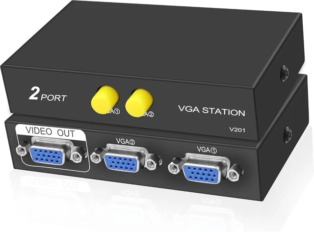 Main image of XMSJSIY VGA Switch Box 2 in 1 Out VGA Audio Video Switcher Splitter