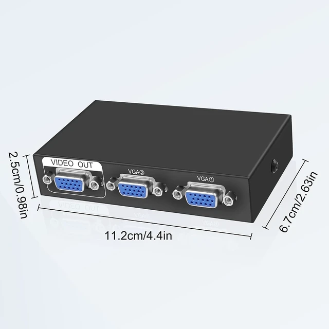 Alt view image 2 of 7 - XMSJSIY VGA Switch Box 2 in 1 Out VGA Audio Video Switcher Splitter