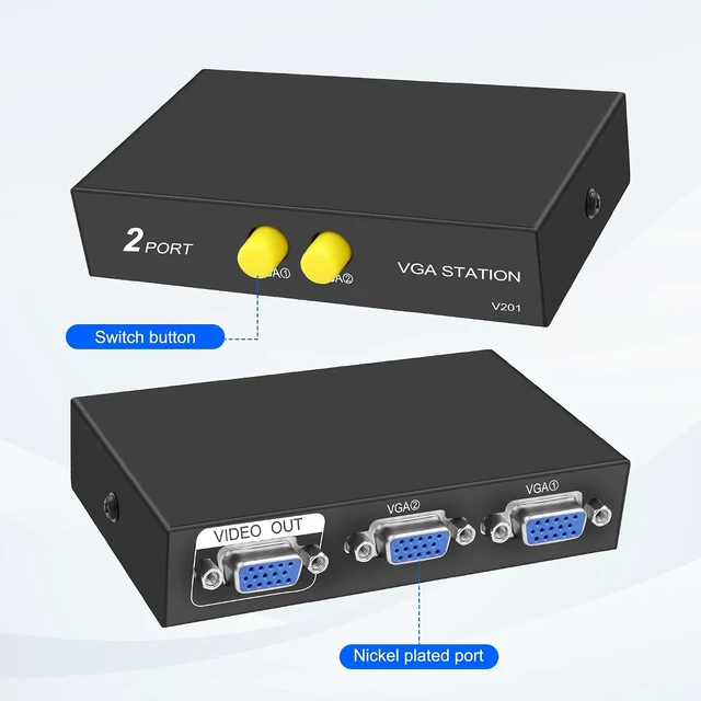 Alt view image 3 of 7 - XMSJSIY VGA Switch Box 2 in 1 Out VGA Audio Video Switcher Splitter