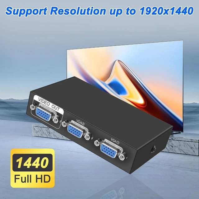 Alt view image 5 of 7 - XMSJSIY VGA Switch Box 2 in 1 Out VGA Audio Video Switcher Splitter