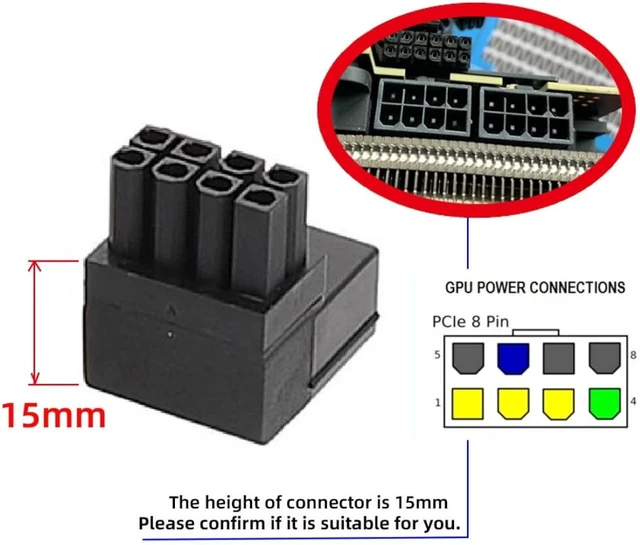 Alt view image 5 of 7 - chenyang 2 Pack ATX 8Pin 90 Degree Angled GPU Graphics Card Power Connector Adapter