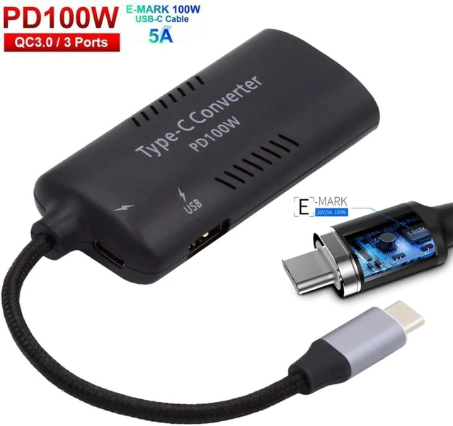 Alt view image 7 of 7 - Chenyang USB C Power Converter,DC Power 5.5x2.5mm Input to USB C 100W with 15W Type C and 12W Type A Output PD Emulator Trigger Charge Cable Adapter