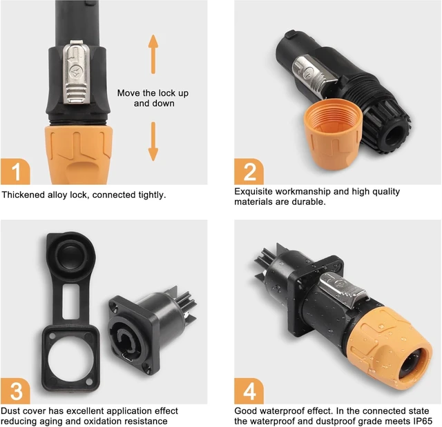 Alt view image 3 of 7 - XMSJSIY PowerCon Adapter 3Pin 20A 250V Male Female Panel Mount-(Output)