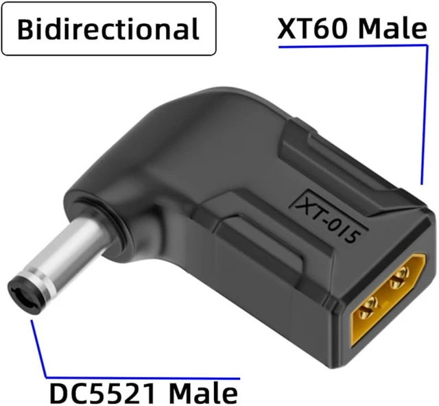 Alt view image 2 of 7 - cablecc Adapter XT60 Male SC100 Protocol to DC 5.5x2.1mm Male Fast Charging Angled Horizontal Adapter for RC Lipo Battery Quadcopter Multicopter Aeromodelling