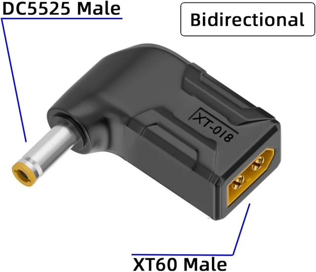 Alt view image 2 of 7 - cablecc Adapter XT60 Male SC100 Protocol to DC 5.5x2.5mm Male Fast Charging Angled Horizontal Adapter for RC Lipo Battery Quadcopter Multicopter Aeromodelling