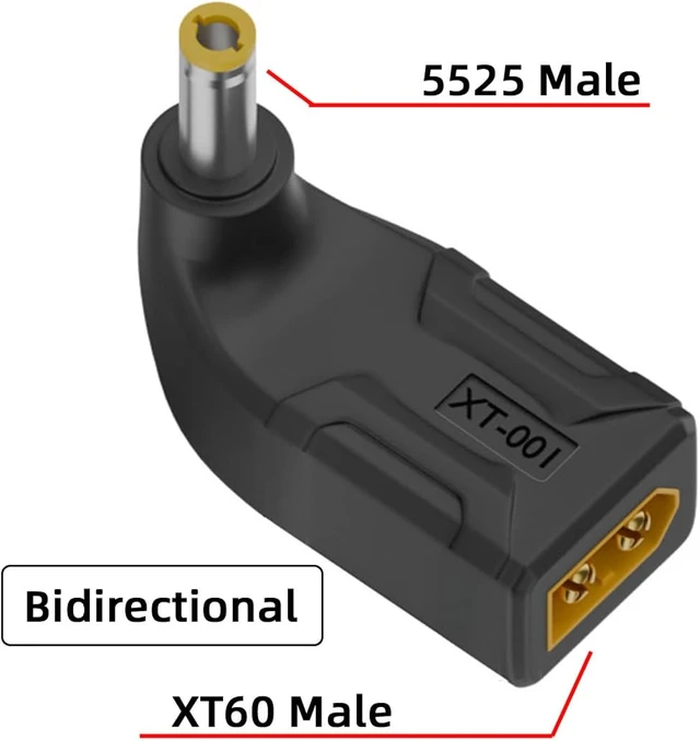 Alt view image 2 of 7 - cablecc Adapter XT60 Male SC100 Protocol to DC 5.5x2.5mm Male Fast Charging Angled Vertical Adapter for RC Lipo Battery Quadcopter Multicopter Aeromodelling
