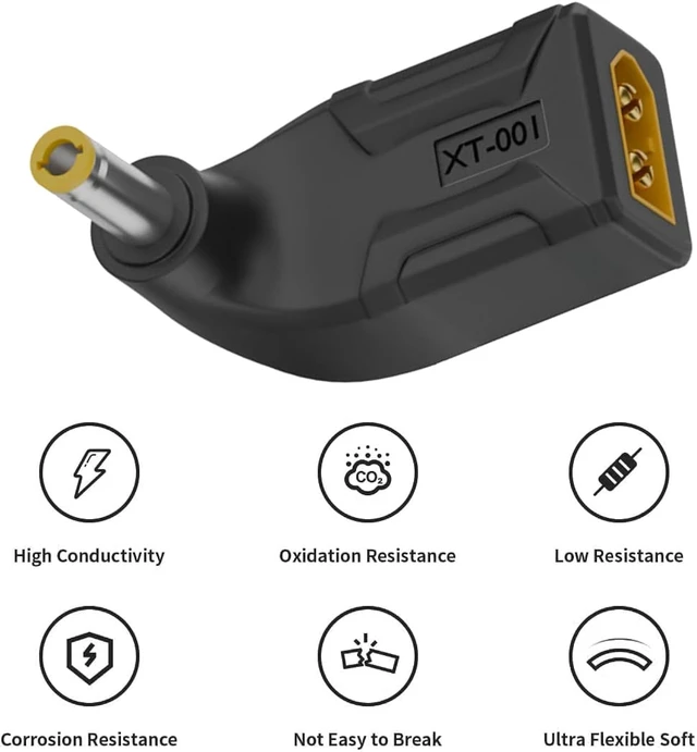 Alt view image 5 of 7 - cablecc Adapter XT60 Male SC100 Protocol to DC 5.5x2.5mm Male Fast Charging Angled Vertical Adapter for RC Lipo Battery Quadcopter Multicopter Aeromodelling