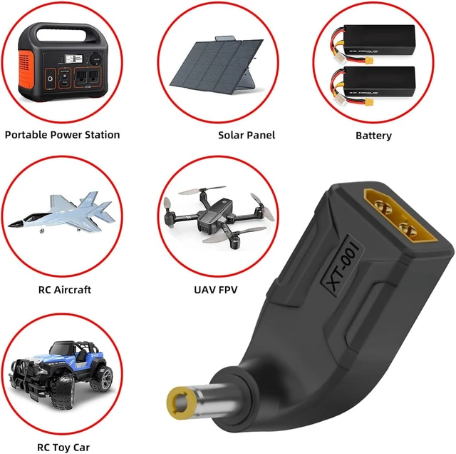Alt view image 7 of 7 - cablecc Adapter XT60 Male SC100 Protocol to DC 5.5x2.5mm Male Fast Charging Angled Vertical Adapter for RC Lipo Battery Quadcopter Multicopter Aeromodelling