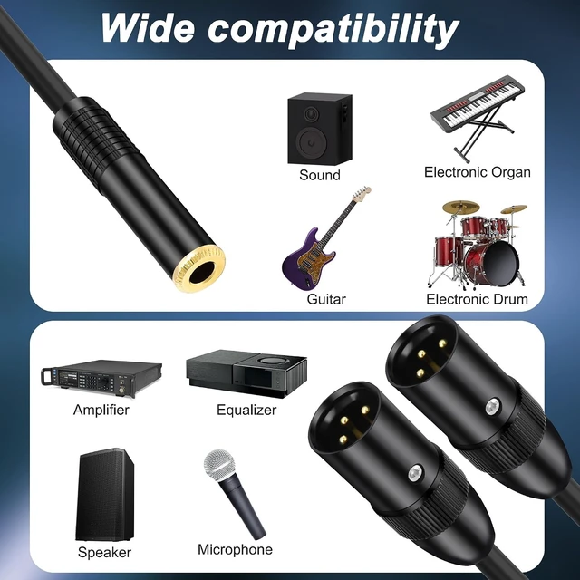 Alt view image 7 of 7 - XMSJSIY 6.35mm TRS to Dual XLR Y Splitter Stereo Audio Cable- 0.5M/1.6FT