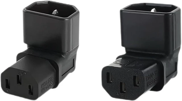 Main image of chenyang 2 Pack IEC 320 C14 Male to C13 Female 90 Degree Angled Power Extension Connector Adapter 10A 250V for Monitor/Computer/PDU Chassis/Printer