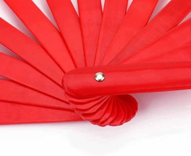 Alt view image 3 of 7 - LICAEVEY Red Tai Chi Fan Chinese Bamboo & Silk Martial Arts Fan for Wushu, Kung Fu, Dance Practice & Training Lightweight, Durable, Smooth Opening, Elegant Design