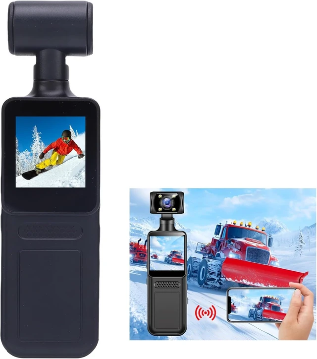 Alt view image 3 of 4 - LICAEVEY 4K WiFi Action Camera with 180° Rotating Lens and LED Light, 40MP Ultra HD, 135° Wide Angle, APP Control Water Proof Handheld Camera for Outdoor Sports, 1000mAh Long Battery