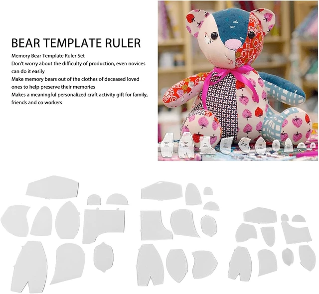 Alt view image 3 of 7 - 30 Pcs Memory Bear Sewing Patterns Template, Memory Bear Acrylic Template Ruler Set, Quilting Rulers and Templates, Memory Bear Patterns for Sewing Patterns for Beginners
