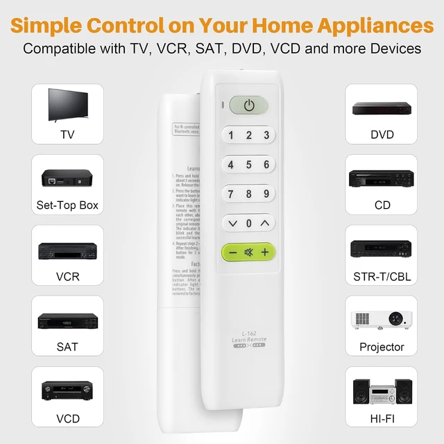 Alt view image 2 of 7 - Universal Learning Remote Control Smart Controller for TV/STB/DVD//HiFi/VCR