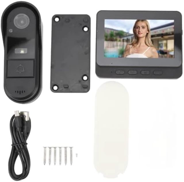 Alt view image 7 of 7 - LICAEVEY Wireless Video Doorbell with Monitor 4.3 Inch Screen 1080P HD Two Way Audio Night Vision IP65 Weatherproof Doorbell Camera
