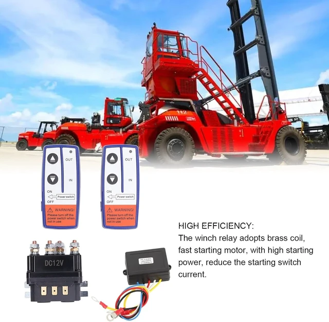 Alt view image 2 of 7 - Winch Cordless Remote, 12V 500A Winch Solenoid Relay Contactor and 2pcs Cordless Winch Remote Control Kit with 6 Protecting Caps Universal for Garden Tractor, Snowmobile