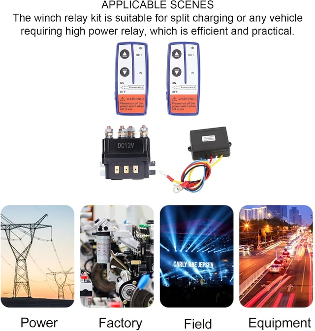 Alt view image 3 of 7 - Winch Cordless Remote, 12V 500A Winch Solenoid Relay Contactor and 2pcs Cordless Winch Remote Control Kit with 6 Protecting Caps Universal for Garden Tractor, Snowmobile