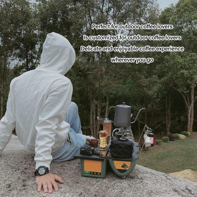 Alt view image 3 of 7 - LICAEVEY Folding Table Top for 9.4L Lunch Box, Professional Aluminium Alloy Portable Camping Table Board and Coffee Station for Fishing and Camping Gear, Black