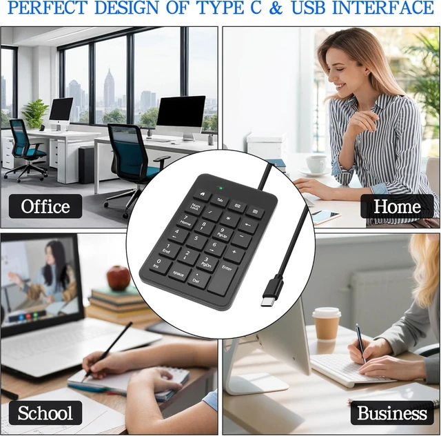 Alt view image 7 of 7 - XMSJSIY USB Type-C Number Pad Wired 23 Keys Type-C Numeric Keypad