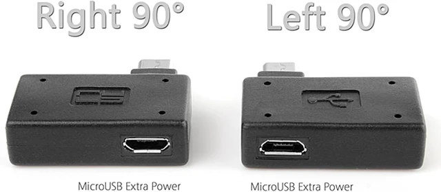 Alt view image 7 of 7 - Cablecc 2pcs 90 Degree Left & Right Angled Micro USB 2.0 OTG Host Adapter with USB Power for Cell Phone & Tablet Cablecc