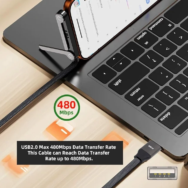 Alt view image 4 of 7 - cablecc 65W USB-C Type-A Foldable Fast Charging Cable Type-C with Built-in Phone Stand Dual Holder Durable Charger Bracket Male to Male 150CM