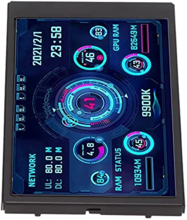 Alt view image 3 of 7 - LICAEVEY Portable Monitor, 3.5in USB Mini Screen, CPU Hardware Temperature Monitor Type C Sub Screen, PC Temperature Display Screen for Computer Case, Displays Computer Network