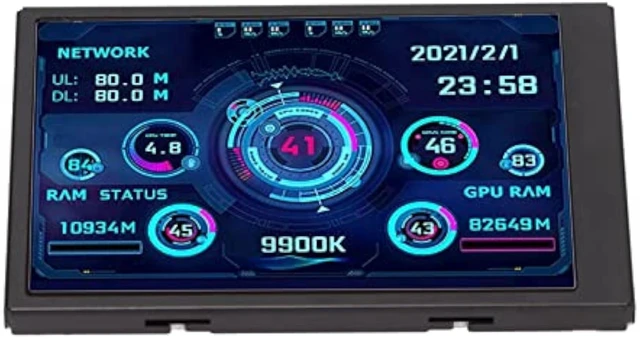 Alt view image 4 of 7 - LICAEVEY Portable Monitor, 3.5in USB Mini Screen, CPU Hardware Temperature Monitor Type C Sub Screen, PC Temperature Display Screen for Computer Case, Displays Computer Network