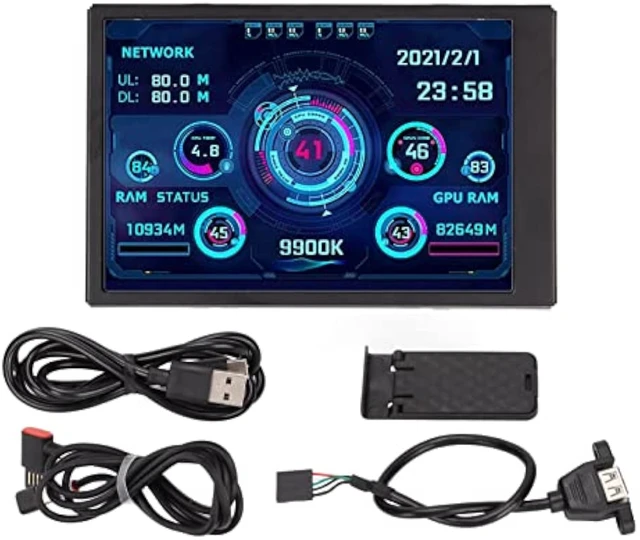 Alt view image 6 of 7 - LICAEVEY Portable Monitor, 3.5in USB Mini Screen, CPU Hardware Temperature Monitor Type C Sub Screen, PC Temperature Display Screen for Computer Case, Displays Computer Network