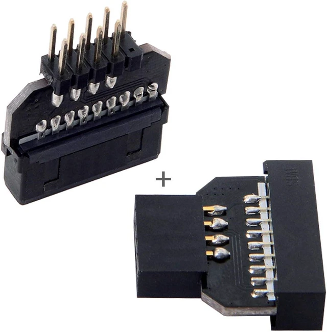 Alt view image 5 of 7 - chenyang 2 Pack USB 2.0 Front Panel Header 9/10Pin Male/Female to 19/20Pin Male/Female Mainboard Header Gender Changer Connector Adapter