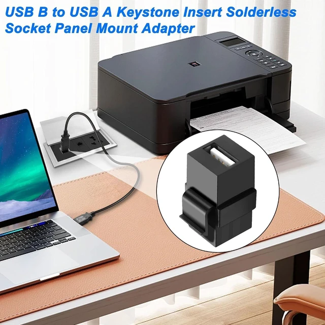 Alt view image 4 of 7 - XMSJSIY USB B to USB A PanelMount Adapter Keystone Insert Solderless Socket