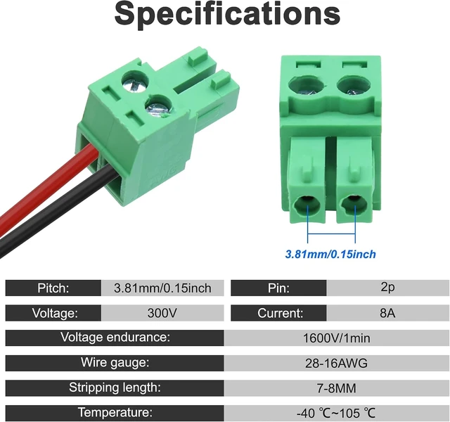 Alt view image 3 of 7 - XMSJSIY DC 5.5 mm x 2.1 mm to Phoenix Terminal Adapter Cable -2PCS (Female)