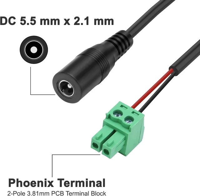 Alt view image 5 of 7 - XMSJSIY DC 5.5 mm x 2.1 mm to Phoenix Terminal Adapter Cable -2PCS (Female)