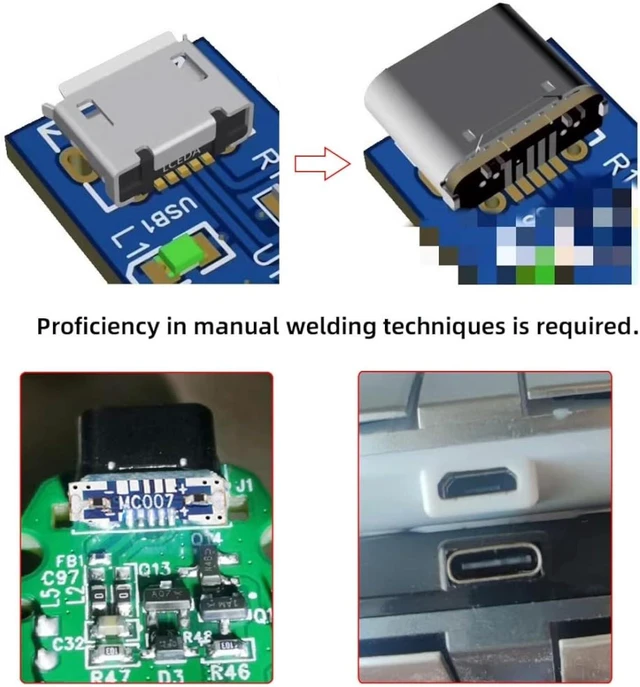 Alt view image 4 of 7 - chenyang 5 Pack USB C DIY Connector,Micro USB 5Pin to USB C Female Socket Port Repair Replacement Solder Adapter Standard Pinout